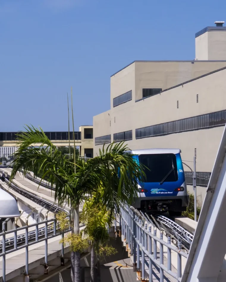 Miami Metromover passing through downtown