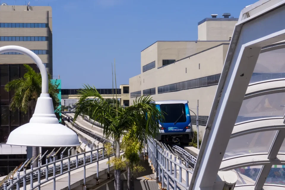 Miami Metromover passing through downtown